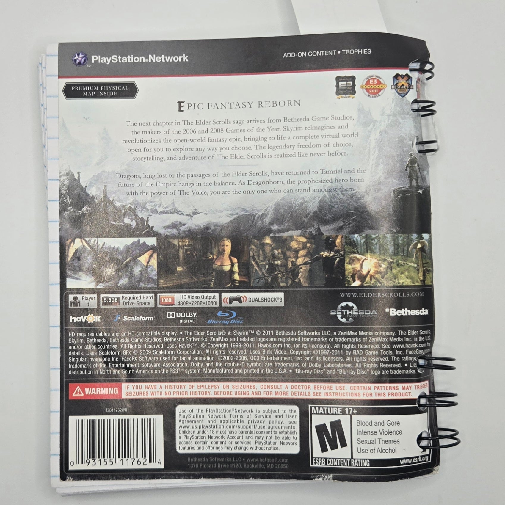 Skyrim Upcycled Notebook/Sketchbook